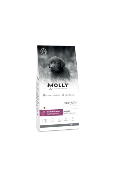 Molly Medium Puppy Kuzu Etli & Yaban Mersinli Orta ve Büyük Irk Yavru Köpek Maması 2 Kg ürün görseli 1