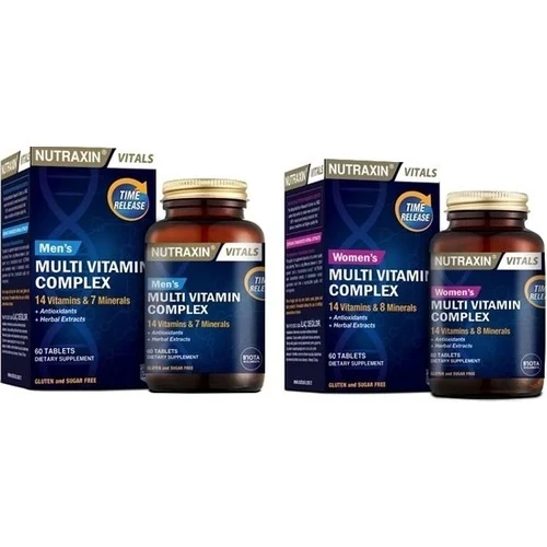 Nutraxin Men's Multi Vitamin Complex 60 Tablet + Kadınlara Özel Multi Vitamin 60 Tablet ürün görseli 1