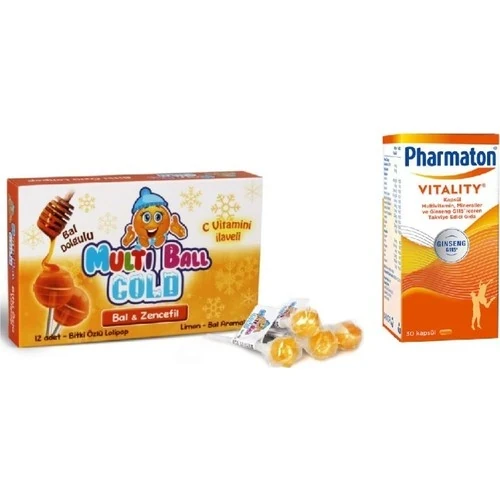 Multi Ball Cold Lolipop Pastil Bal Zencefil 12'li+Pharmaton 30 Kapsül ürün görseli 1