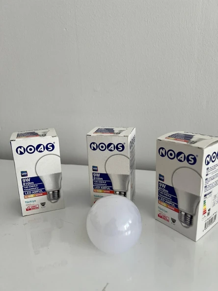 NOAS LED AMPUL 9W IŞIK RENGİ GÜNIŞIĞI (3'LÜ PAKET) ürün görseli 1