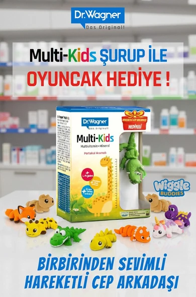 Dr. Wagner Multi-Kids İştah ve Gelişim Destekli Multivitamin Şurup + Oyuncak Cep Arkadaşı Hediyeli ürün görseli 1