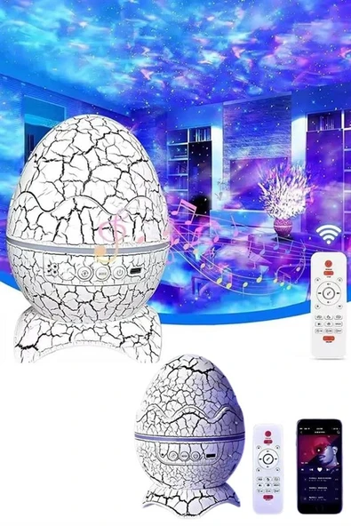 Bluetooth Hoparlör Dinozor Yumurtası Gece Masa Lambası Projektör ürün görseli 1