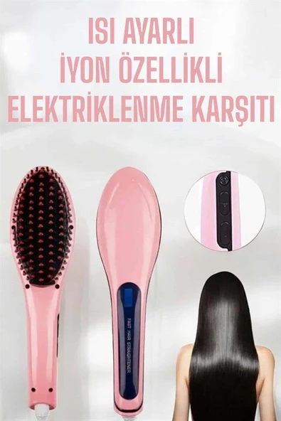 Fön Etkili Saç Düzleştirici Tarak Yıpranma Karşıtı Döner Kablo Isı Ayarlı ürün görseli 1