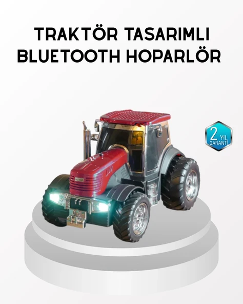 Bluetooth Nostaljik Traktör Hoparlör Led Işıklı 12w Güçlü Ses ürün görseli 1