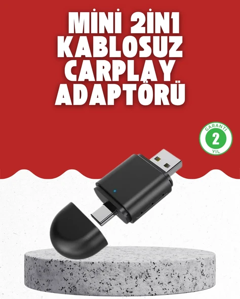 Kablosuz Carplay Dönüştürücü – Akıllı Tak & Çalıştır Araç Adaptörü ürün görseli 1