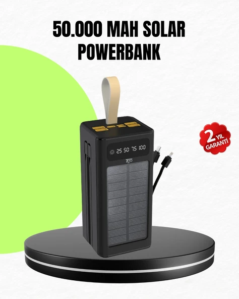 Güneş Enerjili Powerbank Dijital Göstergeli Taşınabilir Güç Kaynağı ürün görseli 1