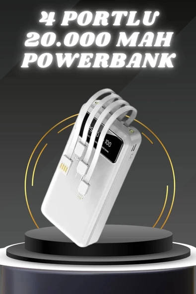 Powerbank Şarj Cihazı 4 Çıkışlı 20.000 Mah Powerbank Kompakt Yüksek Kapasiteli Hızlı Şarj ürün görseli 1