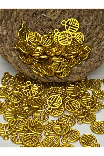 gemsartdeco Fengshui Fu Mutluluk Sembolü Gold Charm 1 Adet ürün görseli 1