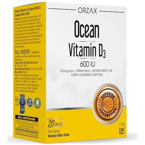 Orzax Ocean Vitamin D3 600 Iu 20 ml ürün görseli 1