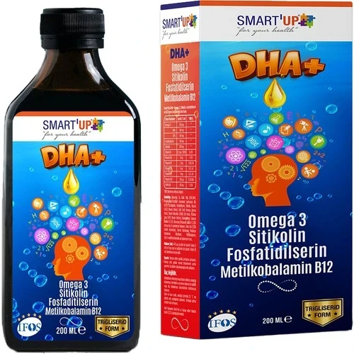 Smart'Up Sitikolin Dha Omega 3 ve Fosfatidilserin iceren Balık Yağı B12 200 ml Şurup ürün görseli 1