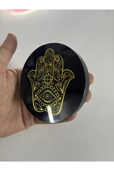 gemsartdeco OBSİDYEN AYNA HAMSA SEMBOLÜ - Resim 2