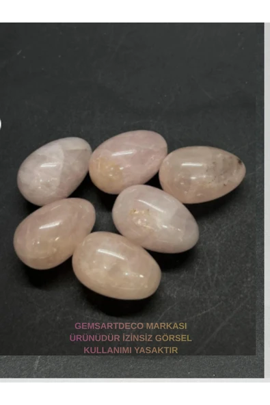 gemsartdeco Pembe Kuvars- Aşk Taşı- Yumurta Doğaltaş ürün görseli 1