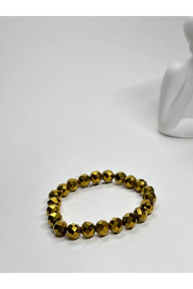 gemsartdeco HEMATİT DOĞALTAŞ BİLEKLİK GOLD - Resim 2