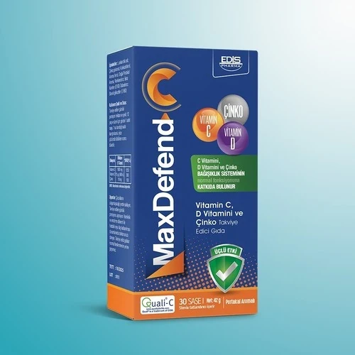 Edis Pharma Max Defend C Vitamini D Vitamini ve Çinko 30 Saşe ürün görseli 1