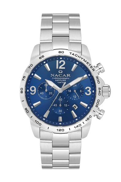 NACAR SAFİR CAM SPOR GÜMÜŞ - MAVİ ERKEK KOL SAATİ NC08-29420706-ALSM ürün görseli 1