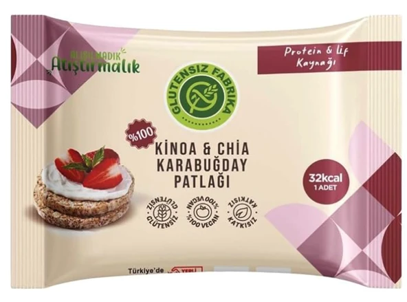 Glütensiz Fabrika Kinoa Ve Chiali Karabuğday Patlağı 24 g ürün görseli 1