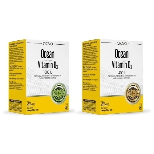 Ocean Vitamin D3 1000 Iu 20 ml Sprey+ Ocean Vitamin D3 400 Iu 20 ml Sprey ürün görseli 1