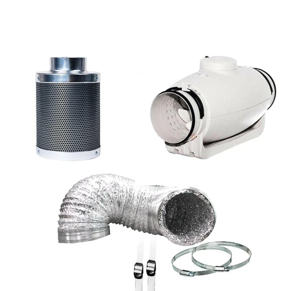 190 m3 Udwells Karbon Filtre Sessiz Fan Set ürün görseli 1