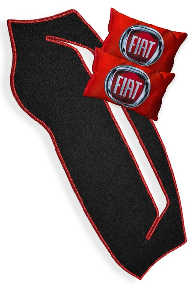 Fiat Fiorino Uyumlu Kırmızı Kenar Torpido Koruma Halısı & Dijital Baskılı Araç Yastık - 2'li Set ürün görseli 1
