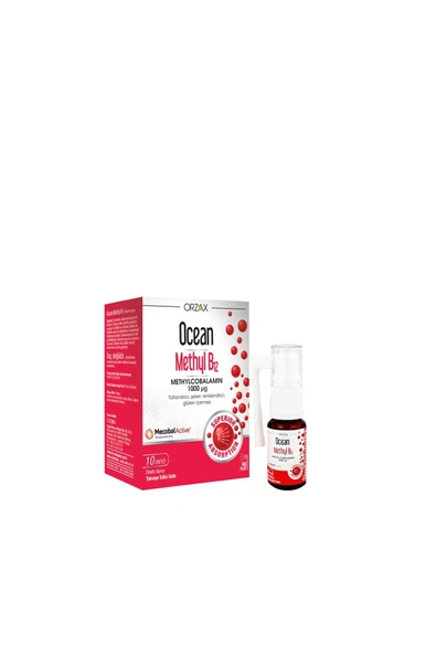 Ocean Methyl B12 Methylcobalamin 1000mg Dilaltı Sprey 10 ml B12 içeren takviye edici gıda orzx. ürün görseli 1