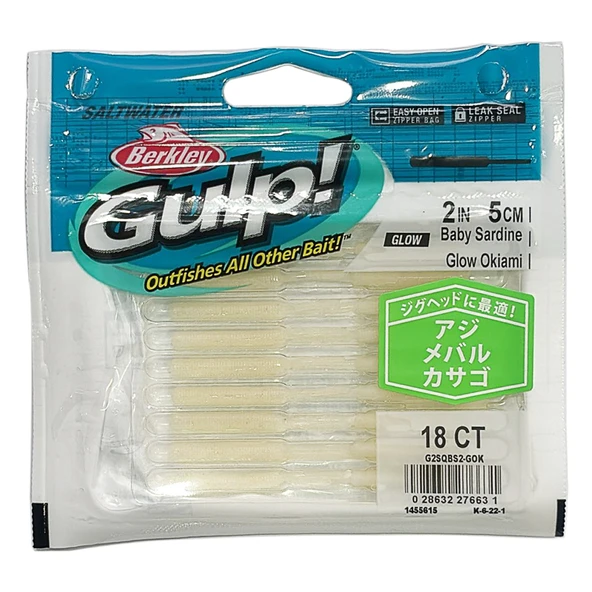 Berkley Gulp SW Baby Sardine 5cm 18 Adet LRF Yemi  Glow Okiami ürün görseli 1