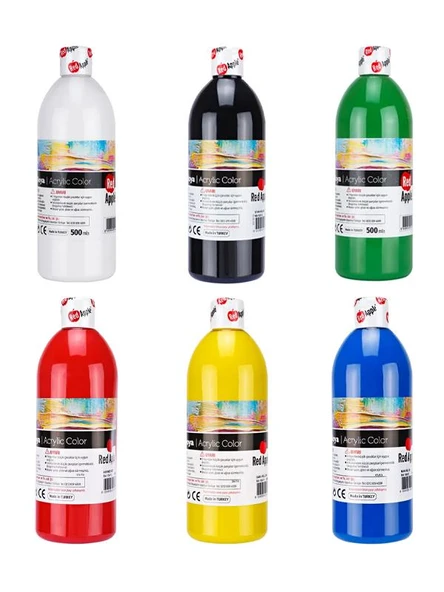 Red Apple Akrilik Boya Ana Renkler 6x500 gr 6'lı Set ürün görseli 1