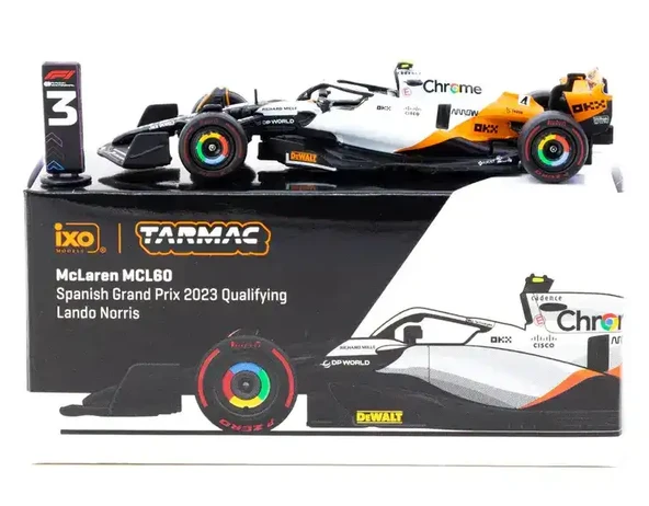 Tarmac Works X iXO Models 1/64 McLaren MCL60 Spanish Grand Prix 2023 Qualifying Lando Norris ürün görseli 1
