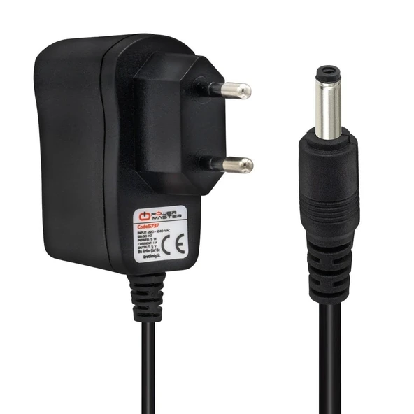 Powermaster PM-5737 5 Volt - 1 Amper 3.5*1.35 Mm Uçlu Plastik Kasa Priz Tipi Adaptör ürün görseli 1
