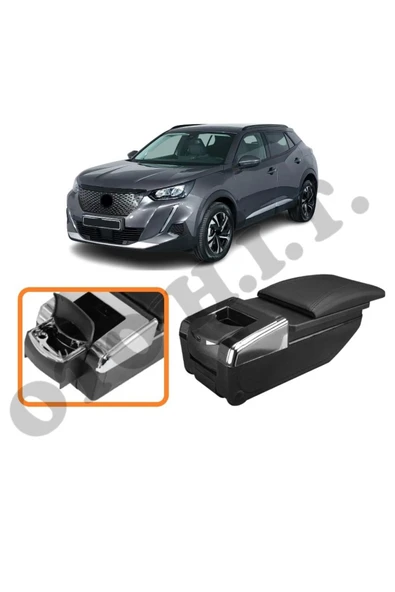 OTO H.İ.T. PEUGEOT 2008 19 ÜZERİ UYUMLU BARDAKLIKLI LÜKS KOL DAYAMA KOLÇAK SİYAH İTHAL. ürün görseli 1