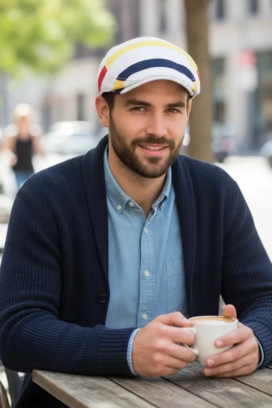 Erkek Çizgili Kasket Şapka | Retro Newsboy Cap - bayşapkacı-8281 ürün görseli 1