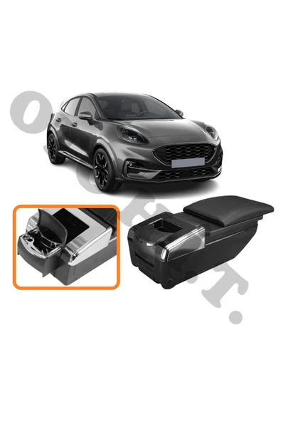 OTO H.İ.T. FORD PUMA UYUMLU BARDAKLIKLI LÜKS KOL DAYAMA KOLÇAK SİYAH İTHAL. ürün görseli 1