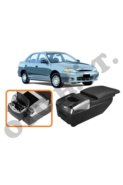 OTO H.İ.T. HYUNDAİ ACCENT YUMURTA KASA UYUMLU BARDAKLIKLI LÜKS KOL DAYAMA KOLÇAK SİYAH İTHAL. ürün görseli 1