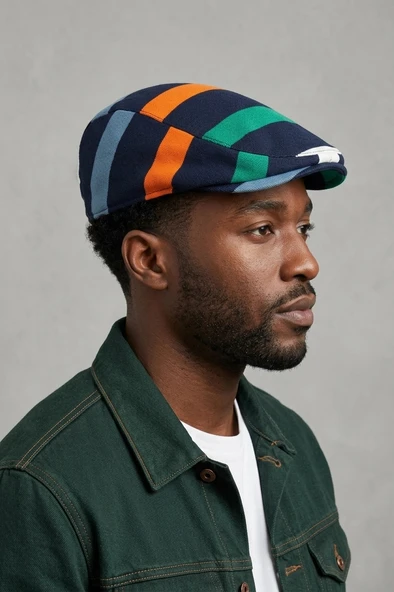 Erkek Çizgili Kasket Şapka | Retro Newsboy Cap - bayşapkacı-8281 ürün görseli 1