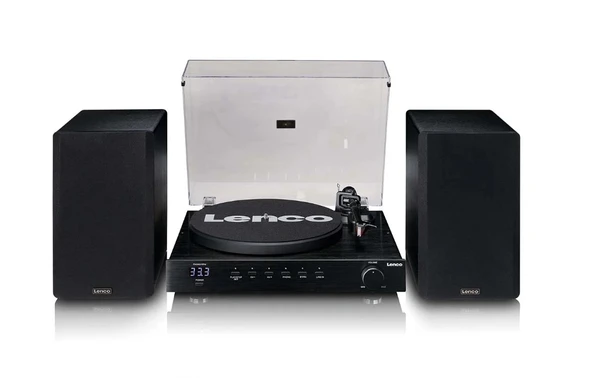 LENCO LS-700BK - Hoparlörlü, Bluetooth® özellikli ve Ortofon 2M Red pikaplı yüksek güçlü HiFi plak çalar - 2 x 100W RMS çıkışlı dahili stereo amplifikatör - Siyah ürün görseli 1