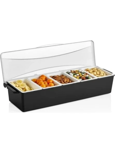 Hürpa Tedarik 5 Bölmeli Bar Konteyner Hazırlık Kabı Baharatlık Saklama Kabı ürün görseli 1