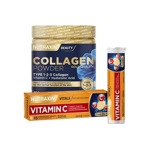 Nutraxin Collagen Powder & Vitamin C D Zinc Efervesan Tablet ürün görseli 1