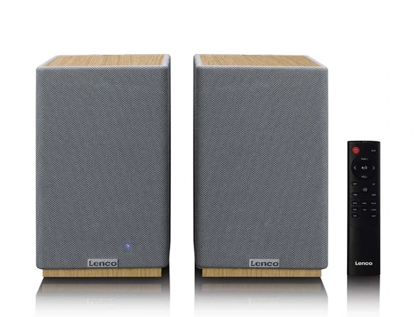 Lenco SPB-241WDGY - HiFi Stereo Bluetooth® Hoparlör Çifti - Şık tasarımda güçlü ses - Ahşap/Gri ürün görseli 1