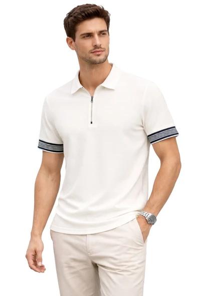 Cazador 44715 Polo Yaka T-shirt Erkek Ekru Tişört ürün görseli 1