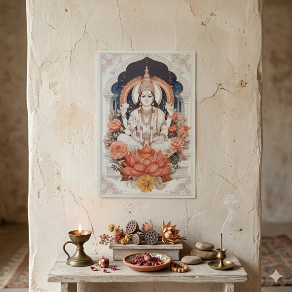 Lord Vishnu Ahşap Tablo - Hinduizm & Yoga Sunak Dekoru - 16x24 cm Özel Baskı Spiritüel Sanat ürün görseli 1