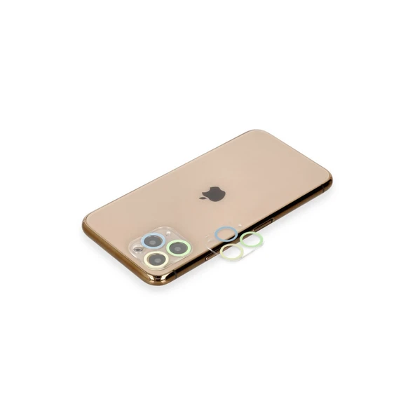 İphone 11 Pro Renkli Kamera Lens Koruma Cam - Yeşil-Sarı ürün görseli 1