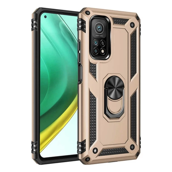 Mi 10T Pro Kılıf Sofya Yüzüklü Silikon Kapak - Gold ürün görseli 1