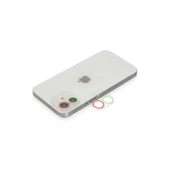 İphone 11 Renkli Kamera Lens Koruma Cam - Yeşil-Pembe ürün görseli 1