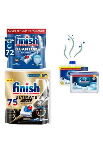 Finish Mega Avantaj Paket Bulaşık Makinesi Temizleyici (2 adet) - Ultimate Plus 75 - Quantum 72 Tablet ürün görseli 1