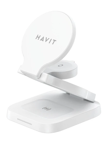 Havit W3038 Katlanabilir 3'ü 1 Arada Kablosuz Şarj Cihazı 15W - Beyaz ürün görseli 1