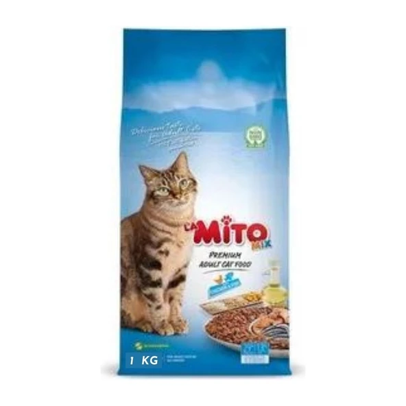 Mito Mix Tavuklu ve Balıklı Yetişkin Kedi Maması 3 x 1 kg ürün görseli 1
