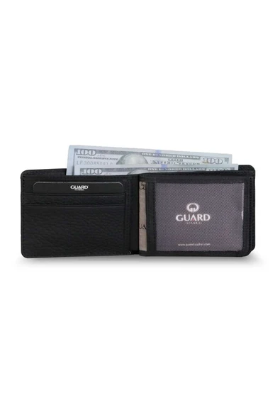 Guard Mat Siyah Deri Erkek Cüzdanı - Resim 3