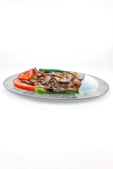 Oval Krom Çelik İskender ve Servis Tabağı – Otantik İşlemeli, 35 cm - Resim 3