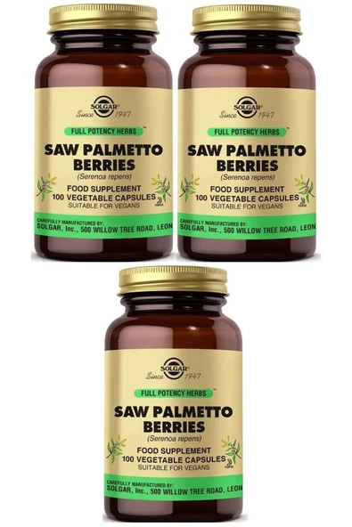 Solgar Saw Palmetto Berries 100 Kapsül 3 Adet ürün görseli 1