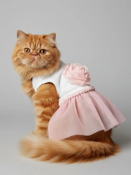 Rosie Pink Tütü Kedi Kıyafeti | Pembe Tütülü Elbise | Kediler İçin ürün görseli 1