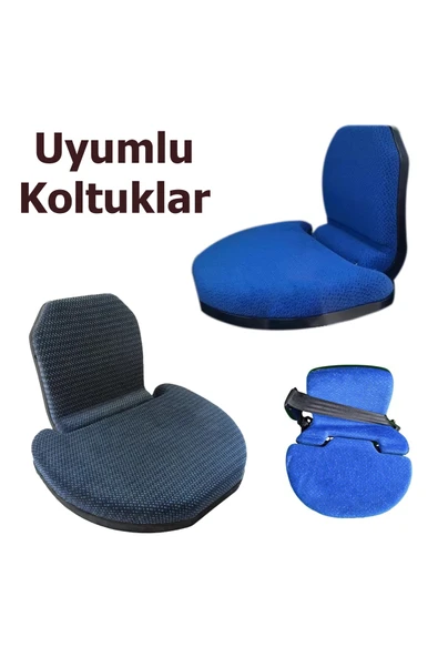 Traktör Hostes Koltuğu Kılıfı - Mavi Deri Kapitone - Resim 4
